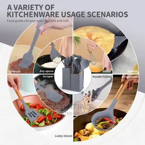 19pc Kitchen Cooking Utensils Knife Set With Block Holder