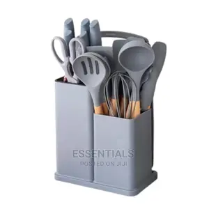 19pc Kitchen Cooking Utensils Knife Set With Block Holder