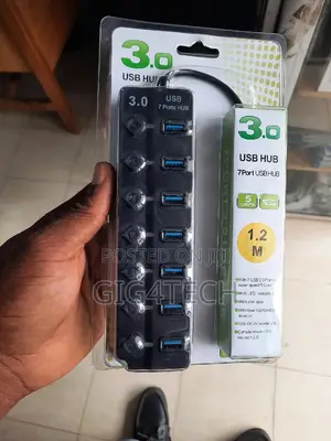 7-Port USB 3.0 Hub With Power Switches and Adapter