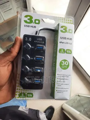 4-Port Usb 3.0 Hub With Power Switches and Adapter