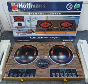 Hoffmans Double Burner Electric Cooker Hot Plate-Brown
