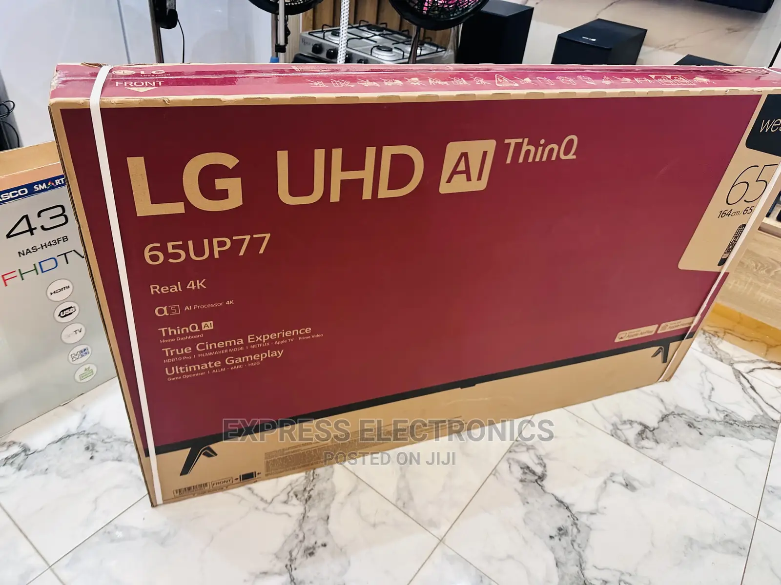 Glossy Black Slim UHD Smart LG Up77 65”Tv