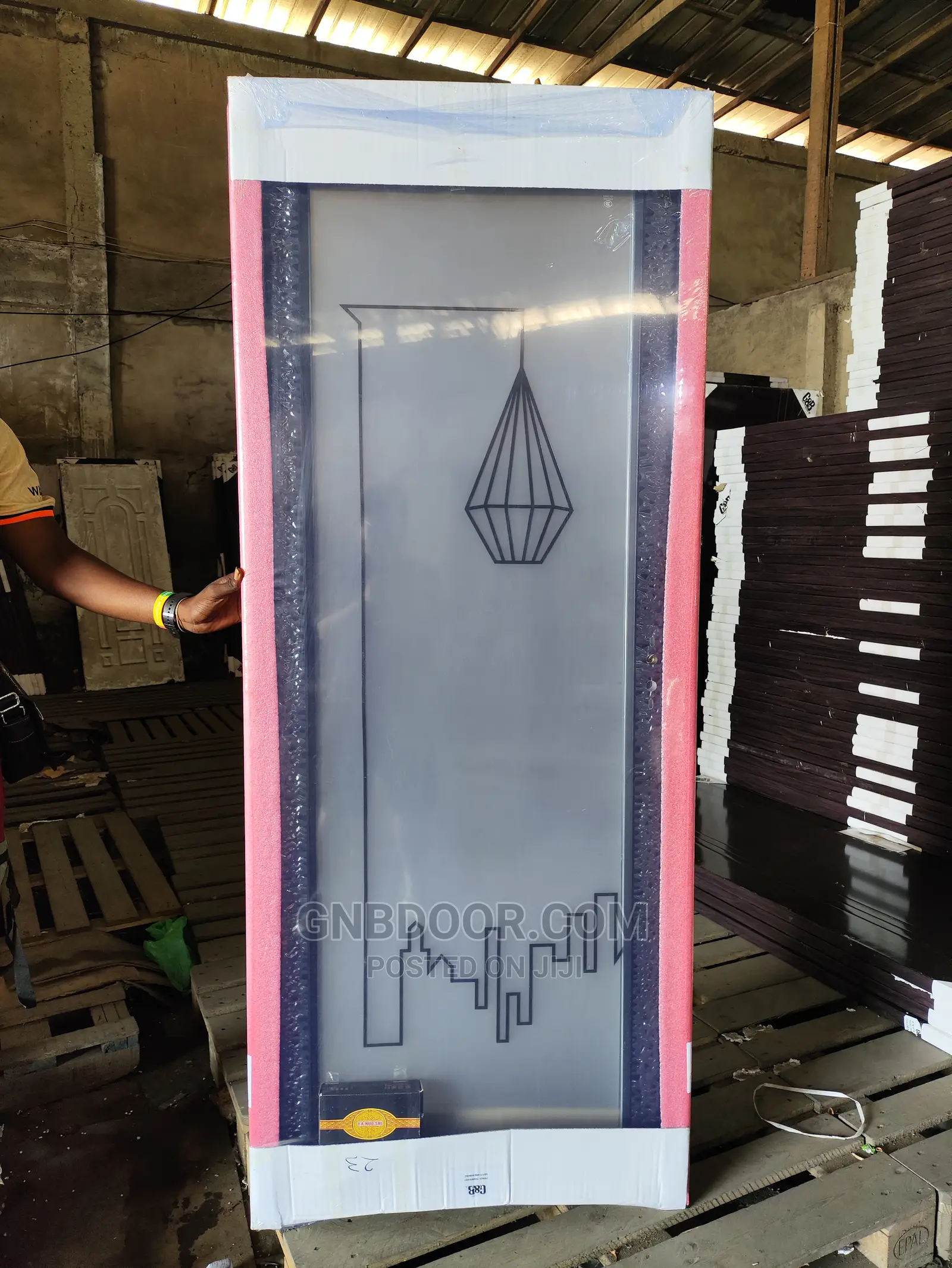 B402 Glass Door Bathroom Door Safety Glass Aluminum Frame