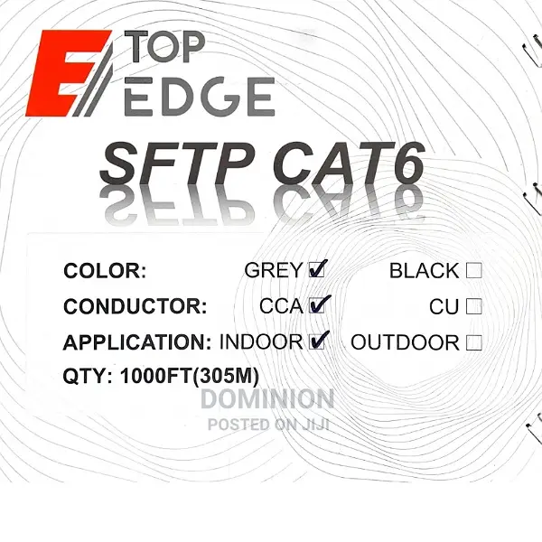 Top Edge Cat6 SFTP 305m Grey High Speed 1000mbps Indoor