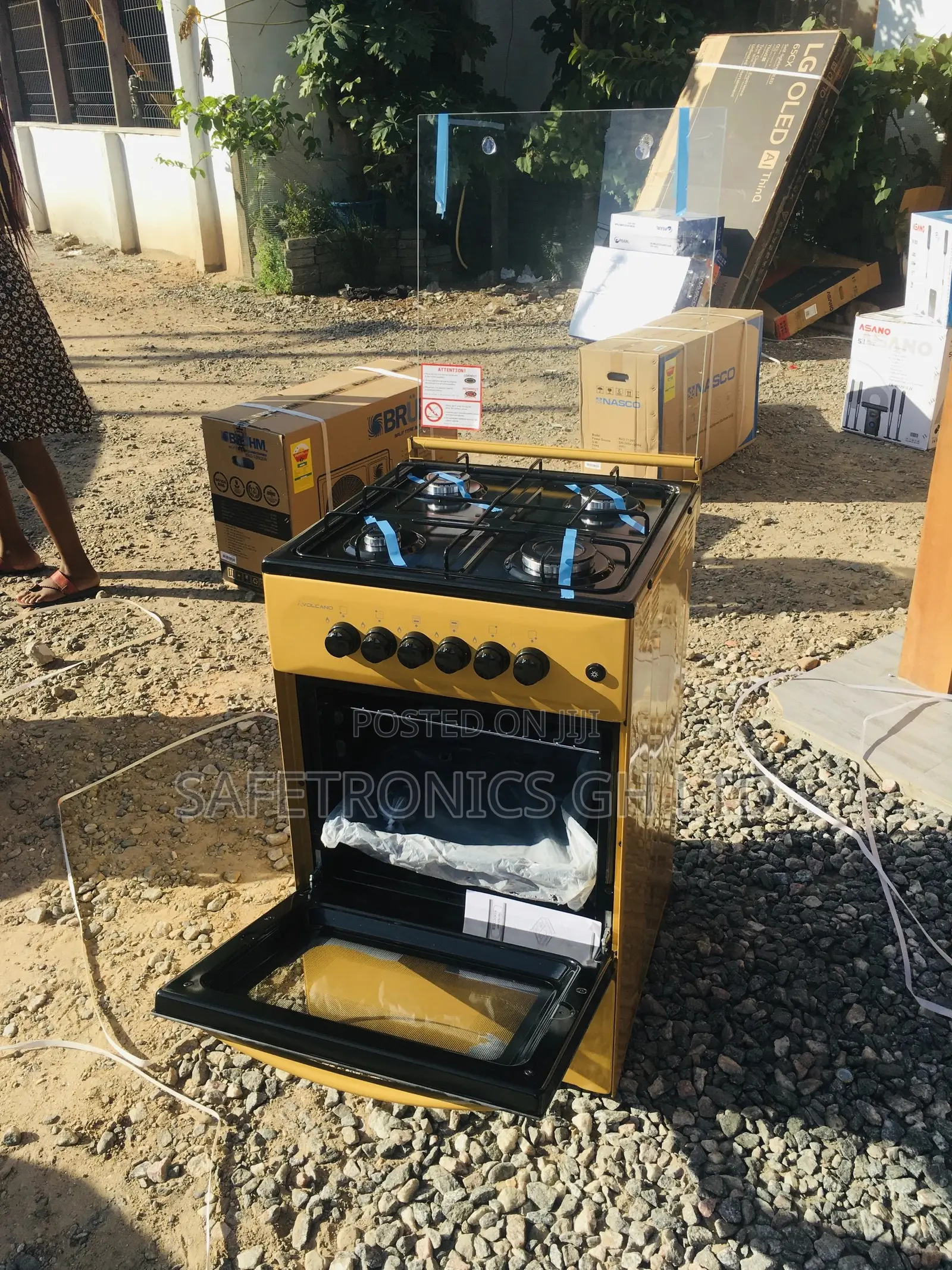 High Quality Gold Gas 4 Burner Oven Grill 50x50 Volcano