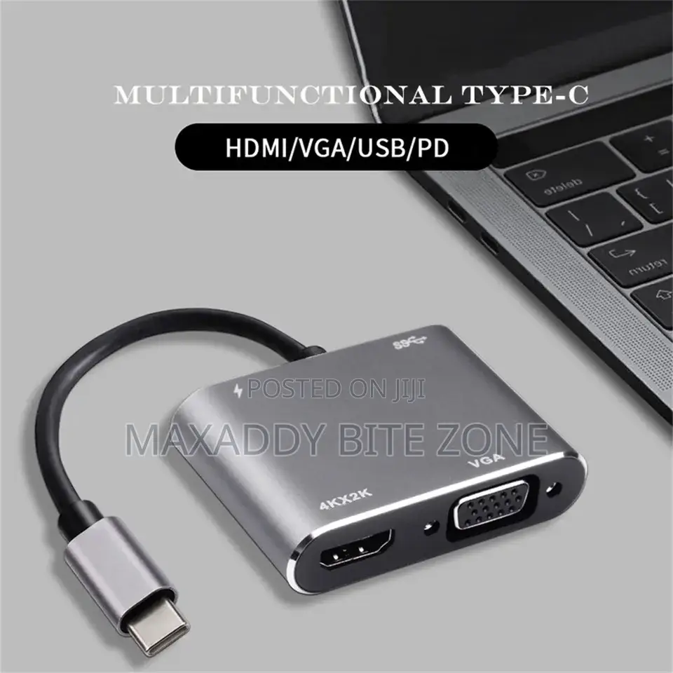 4 in 1 Usb Hub Type-C to Pd+Vga+Usb Adapter Converter