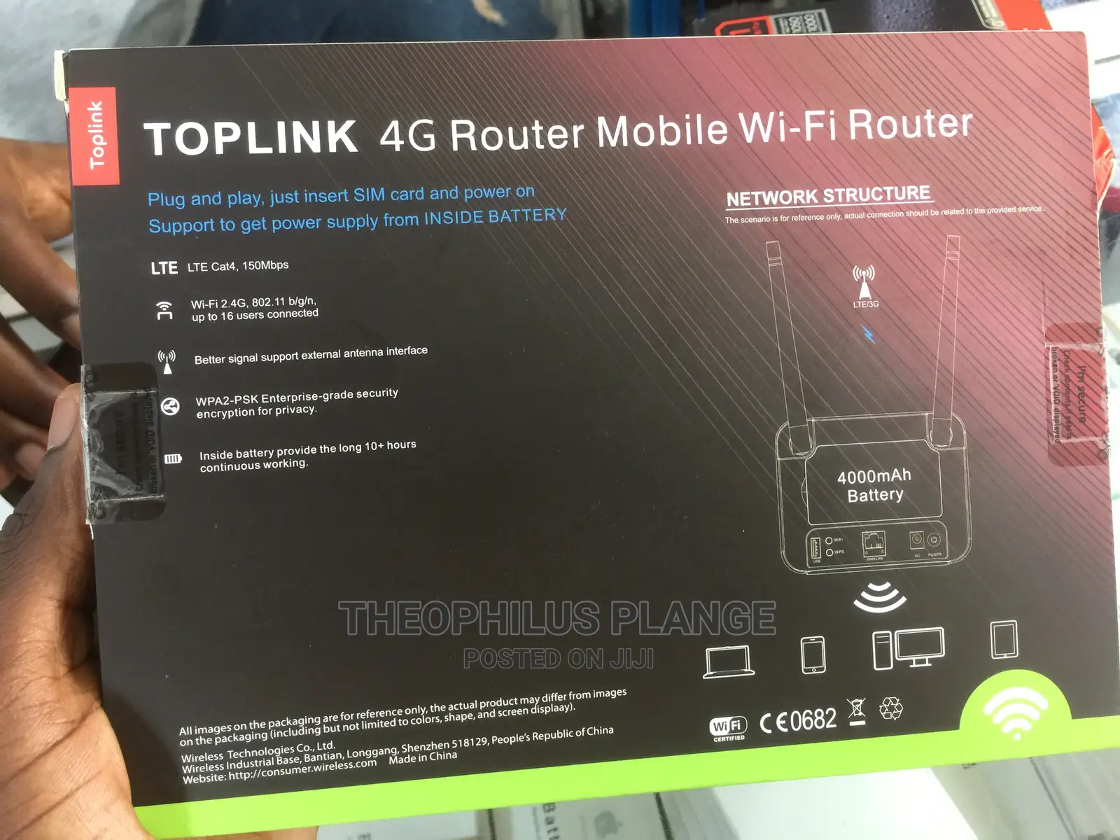 Toplink 4G Super Fast Mobile Wi-Fi Router With Battery.