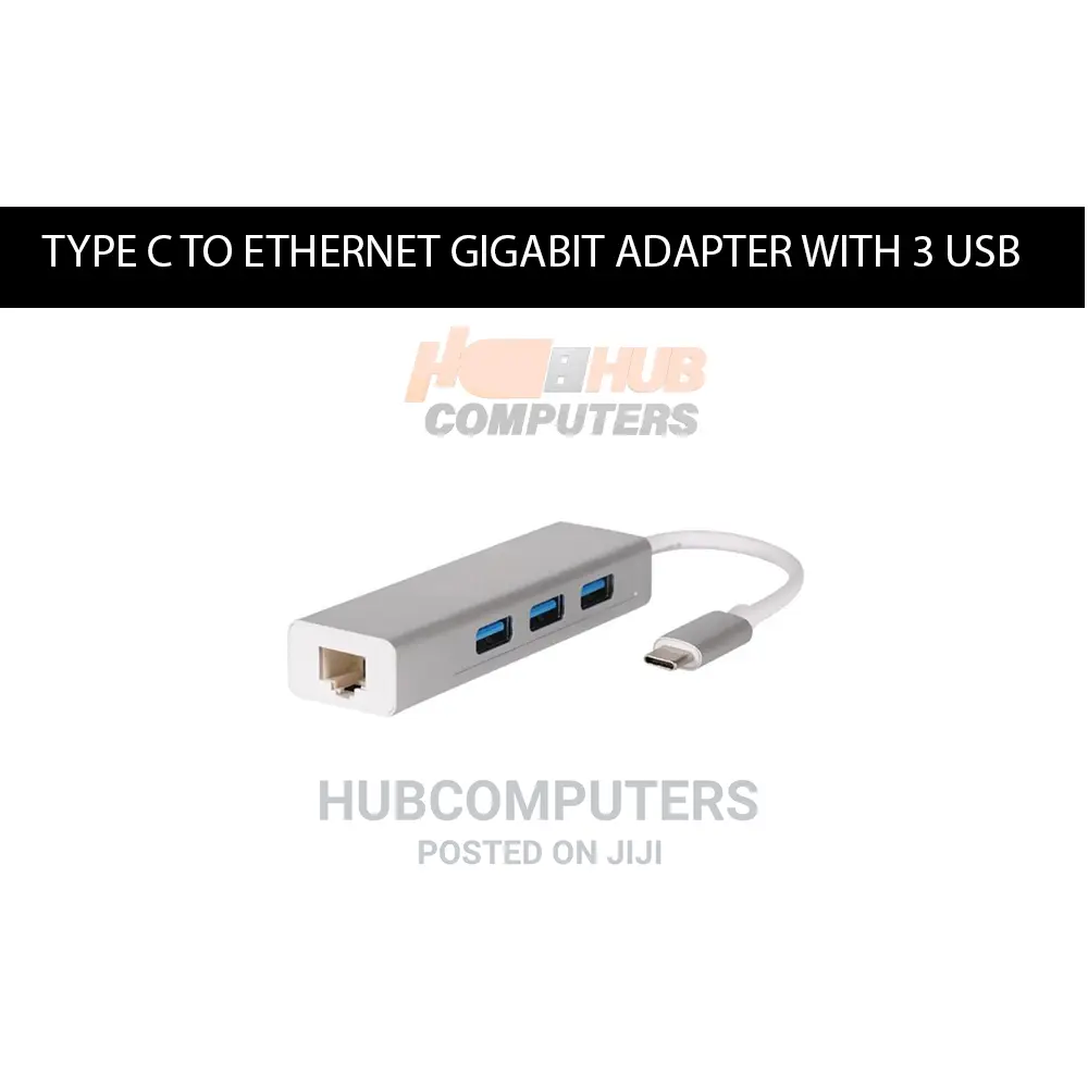 Type C to Ethernet Gigabit Adapter With 3 USB