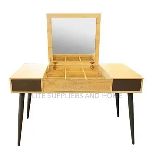 Dressing Table Wood With Metal Leg Mirror