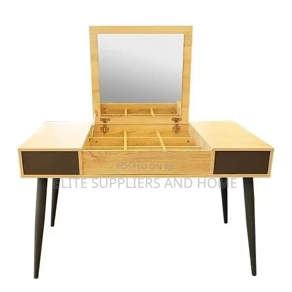 Dressing Table Wood With Metal Leg Mirror