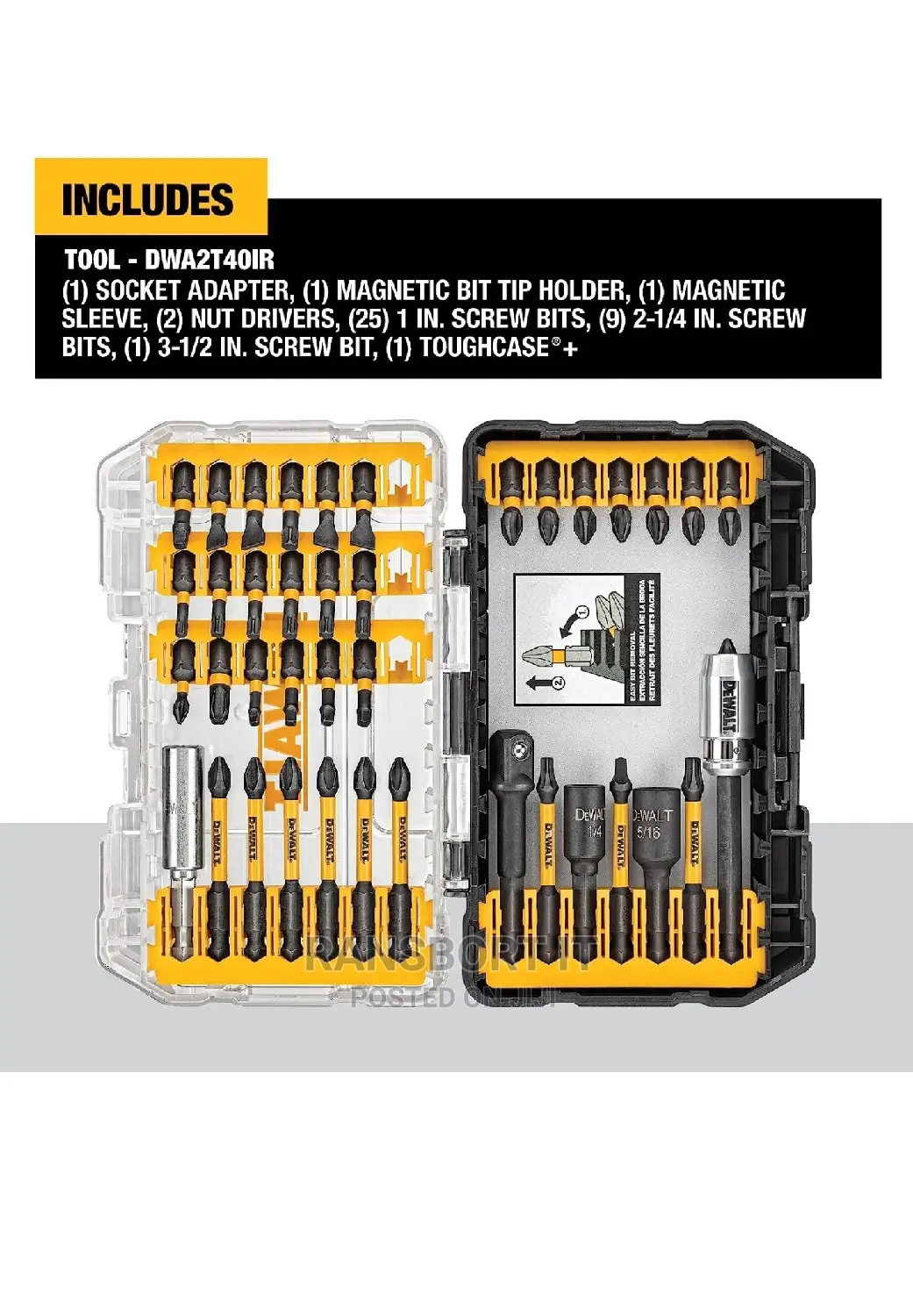 Dewalt Screw Driver Bit Set, Impact Ready, Flextorq, 40-Piece