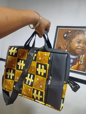 African Print /Leather Offlice/Laptop Bag