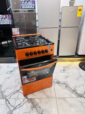 Free Standing Sleek Orange 4burner Gas Cooker Oven Set