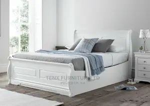White Wooden Marseille Ottoman Sleigh Double/4ft6 Bed Frame