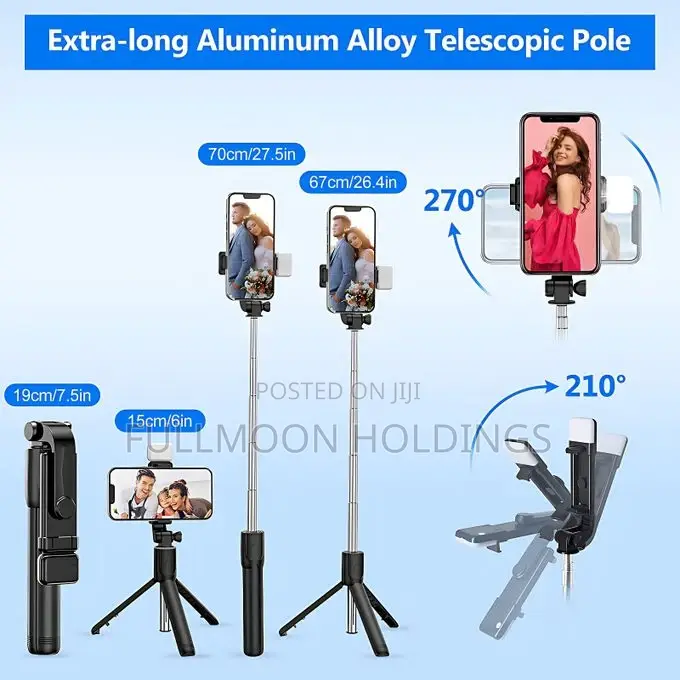 Bluetooth Selfie Stick + Fill Light +Shutter Remote