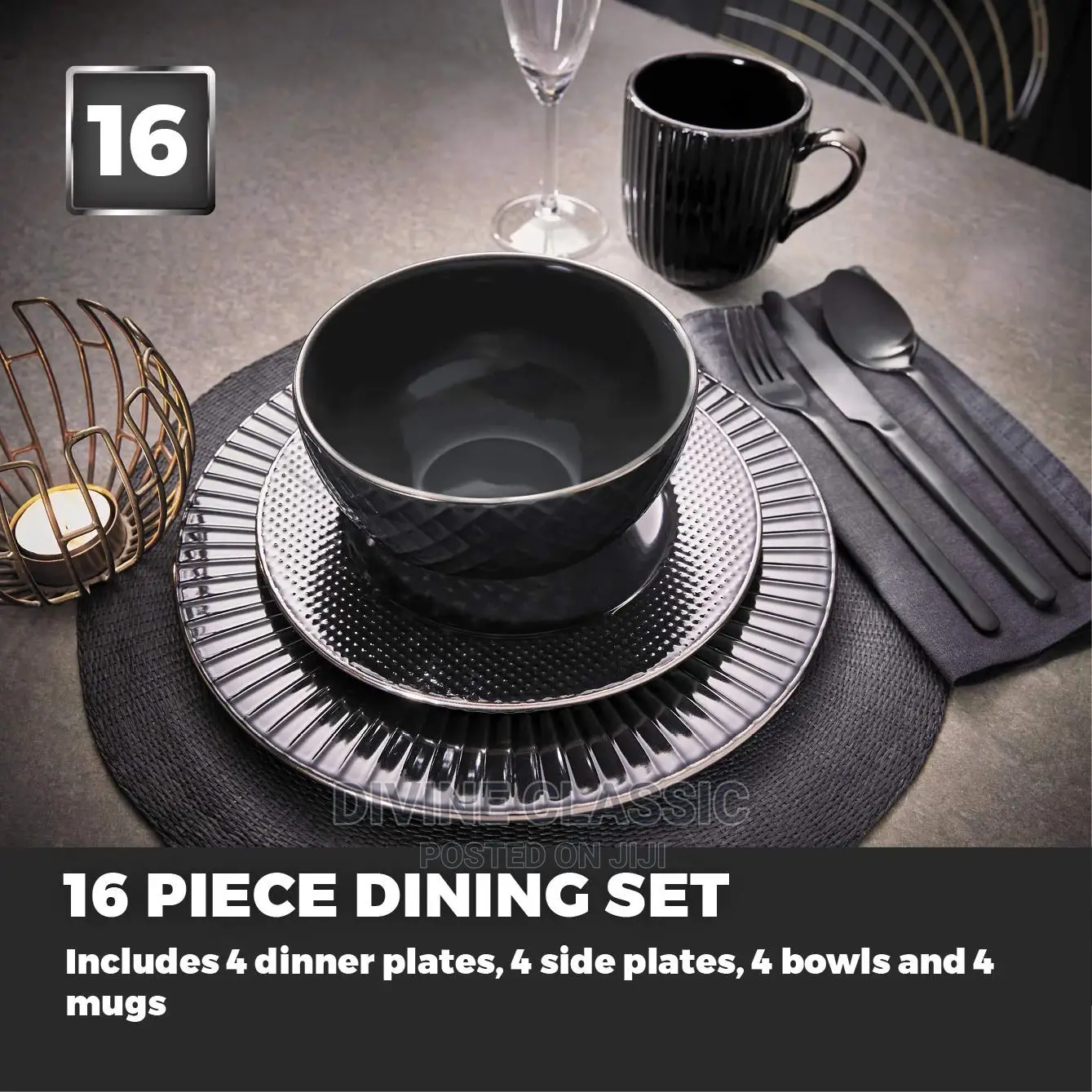16pcs Tower Stoneware Dinner Set