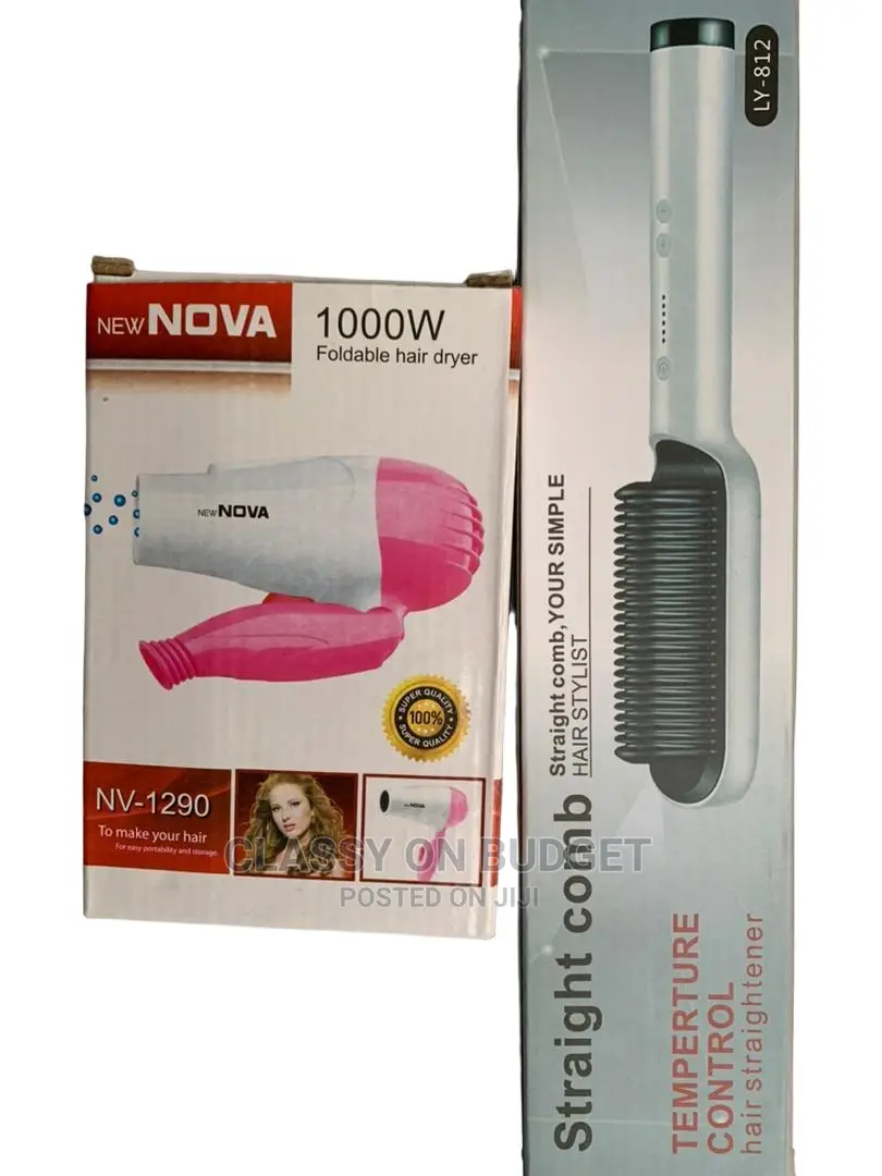 Straight Hot Comb and Mini Hair Dryer Combo