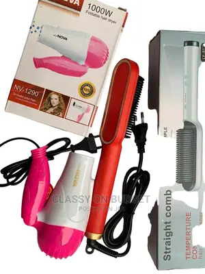 Straight Hot Comb and Mini Hair Dryer Combo