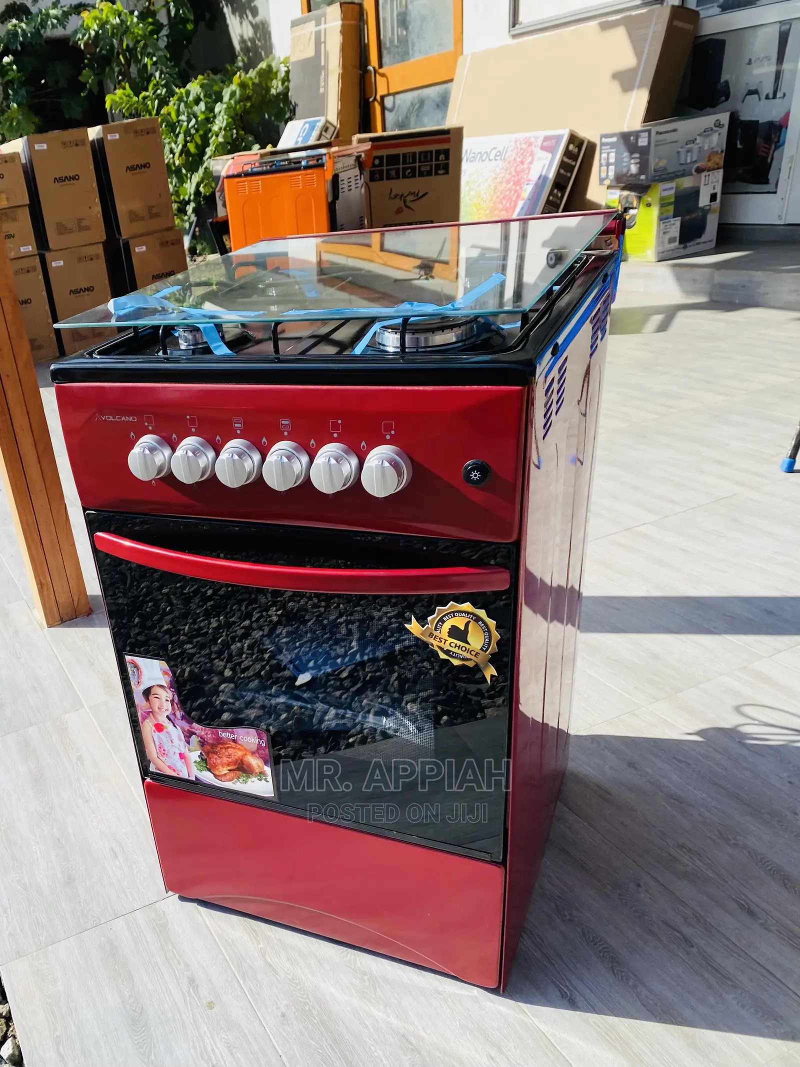 Effective Reliable Volcano 4 Gas Burner + Oven Red(50*50)