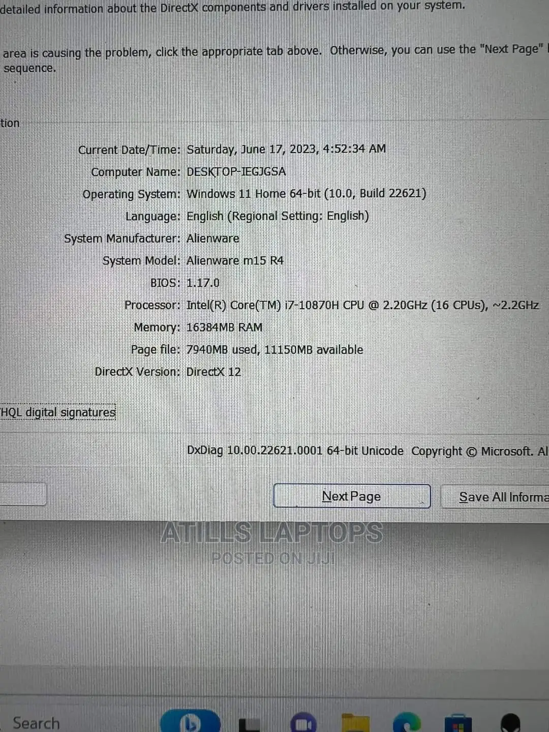 New Laptop Alienware M17x R2 16GB Intel Core I7 SSD 1T