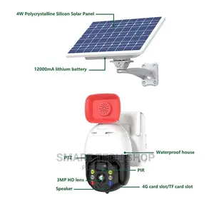 4MP PTZ Camera 4G or Wi-Fi Solar With Battery + Siren