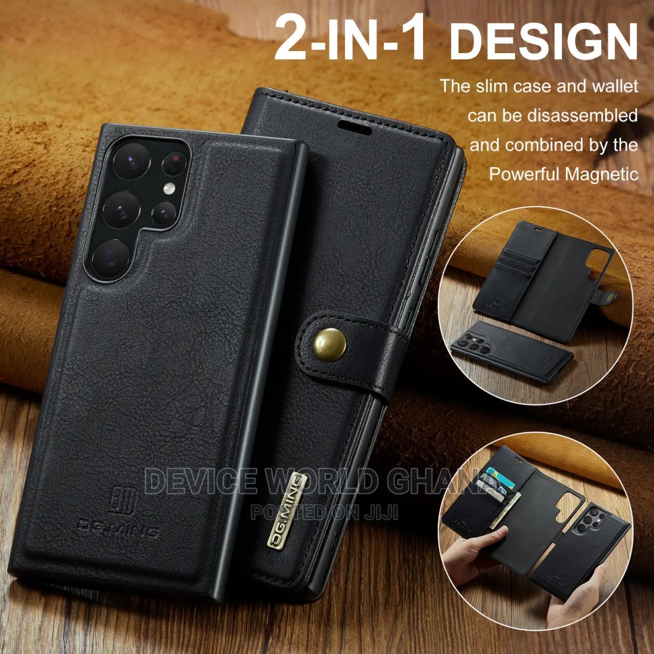 Dg 2in1 Detachable Leather Flip Case Samsung S26ultra S25ultra S24u 2