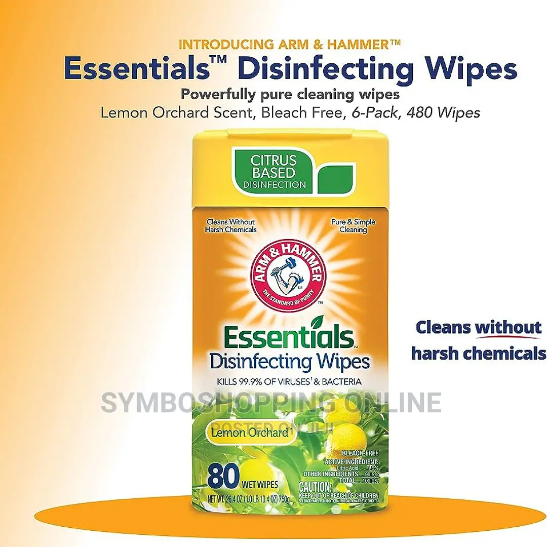 Arm Hammer Essentials Disinfecting Wipes-lemon Scent 80pcs