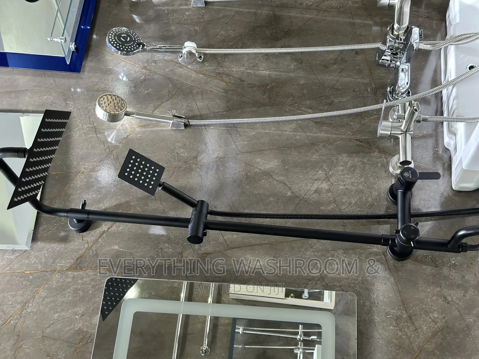 Pure Black Shower_three in One Shower_shower Pole Stainless
