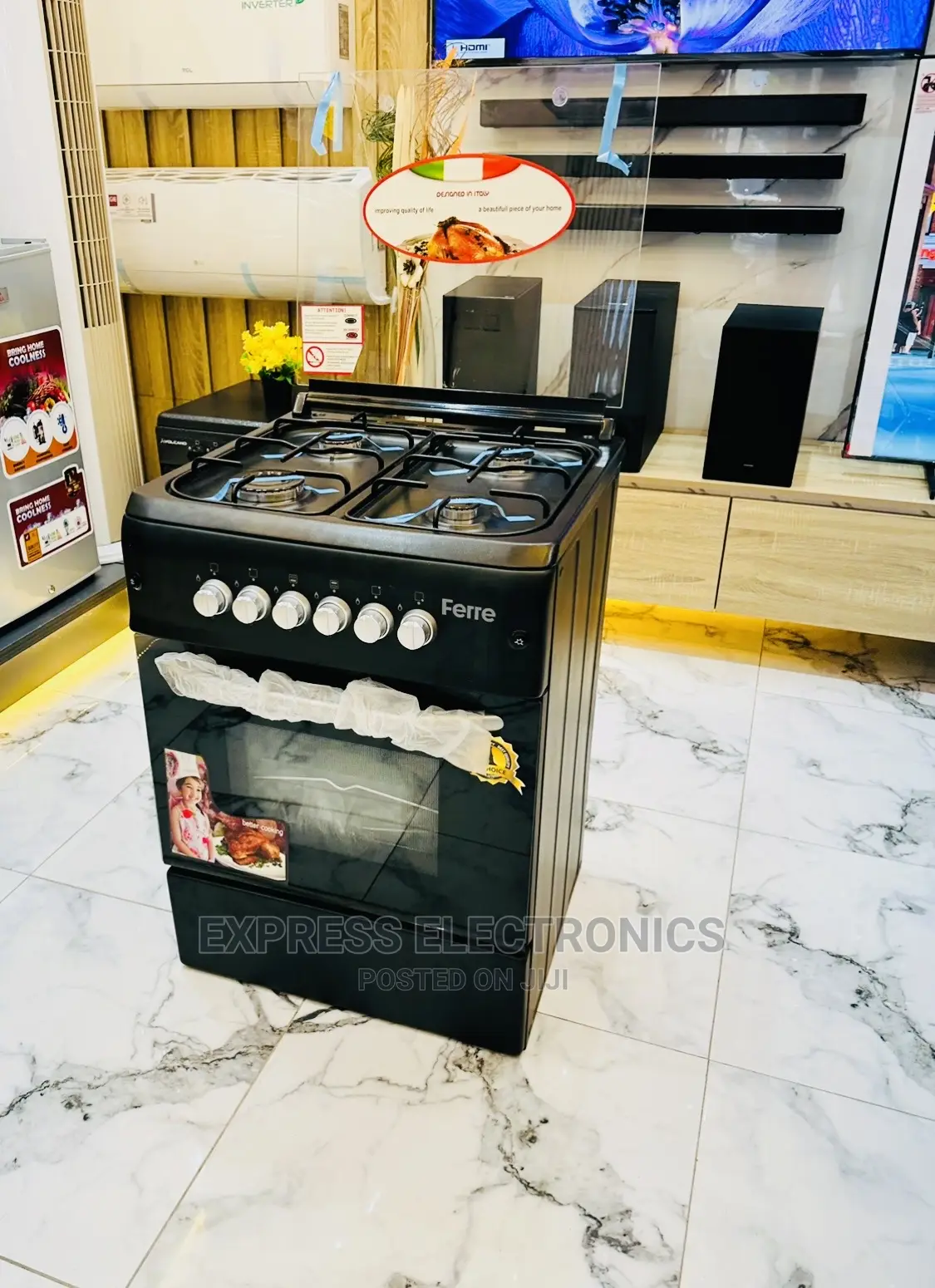 Smart Cool  Price 4burner 60/60 Gas Cooker Oven Grill Black