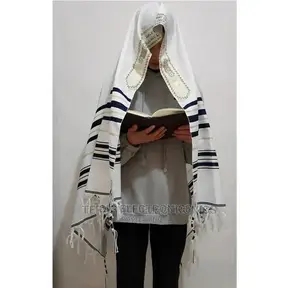 Prayer Shawl Israel - Navy Blue - 55CM X 180 Medium Size
