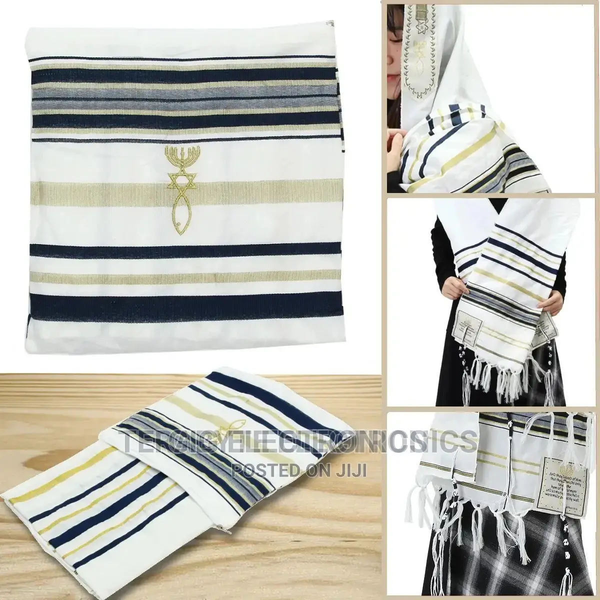 Prayer Shawl Israel - Navy Blue - 55CM X 180 Medium Size
