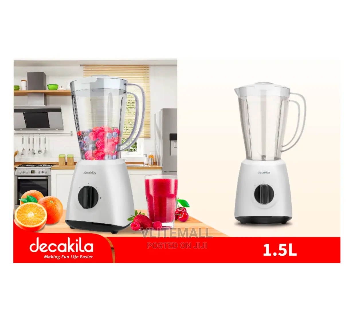 Decakila Stand Blender 1.5L (KEJB001W)
