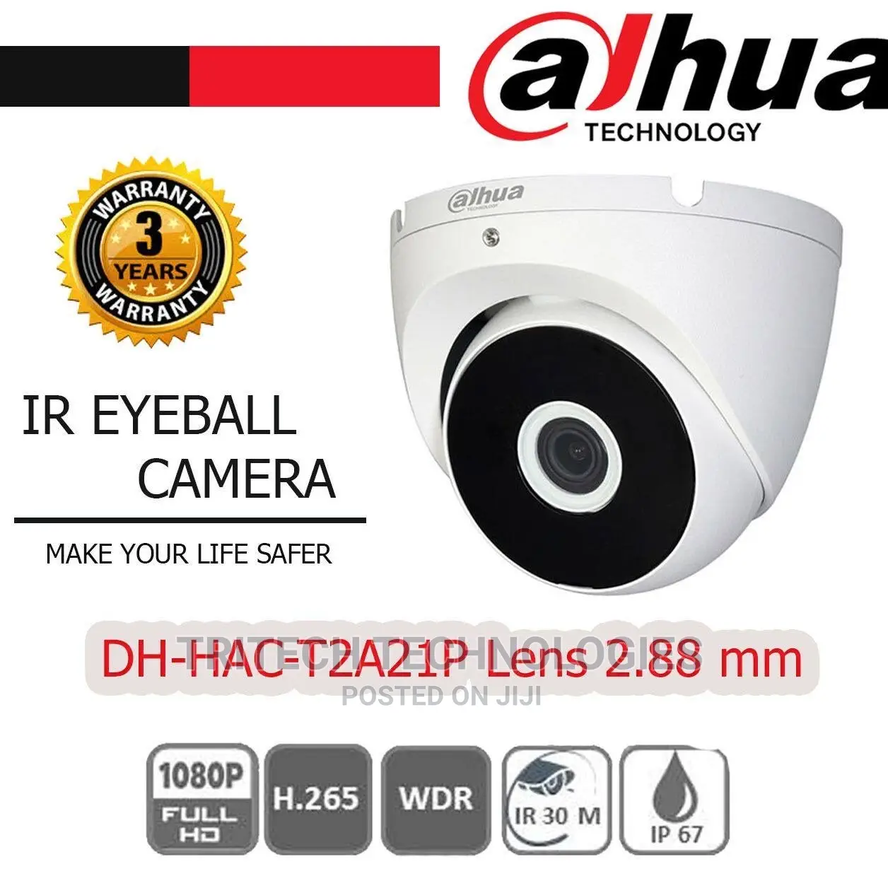 Dahua Camera Hac-T2a21 2mp (1080p) Hdcvi Ir Eyeball Camera