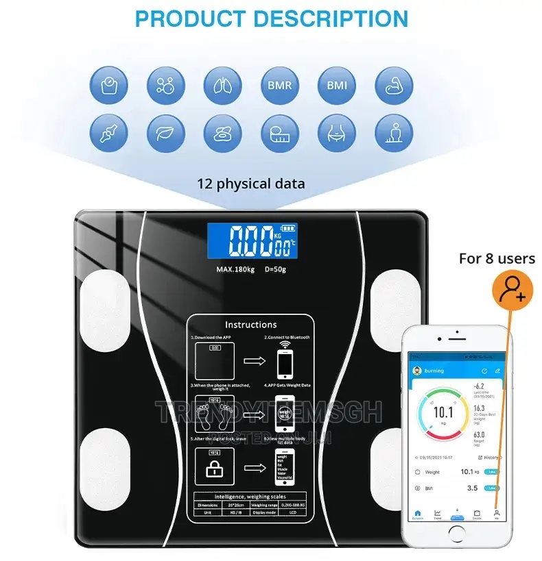 Smart Wireless Bathroom Body Fat Scale