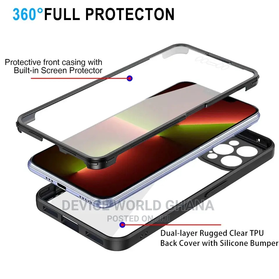 360 Transparent Shockprof Case 4 iPhone 14promax 14p 13pm 12