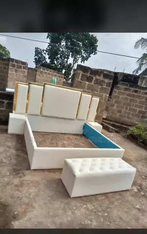 King Size Bed Frame With Sides and Ottoman in Good Shape
