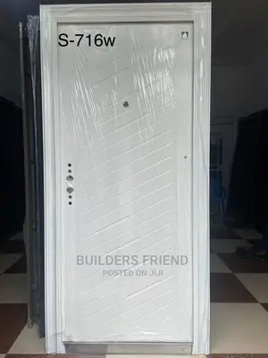 All White Standard Italian Single Security Door+Locks+Handle
