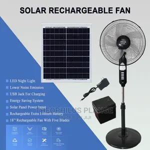 Solar Rechargeable Fan. With Extra Battery And Solar Panels