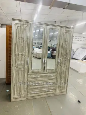 Four Doors Wardrobe With a Mirror Gray Code 8174