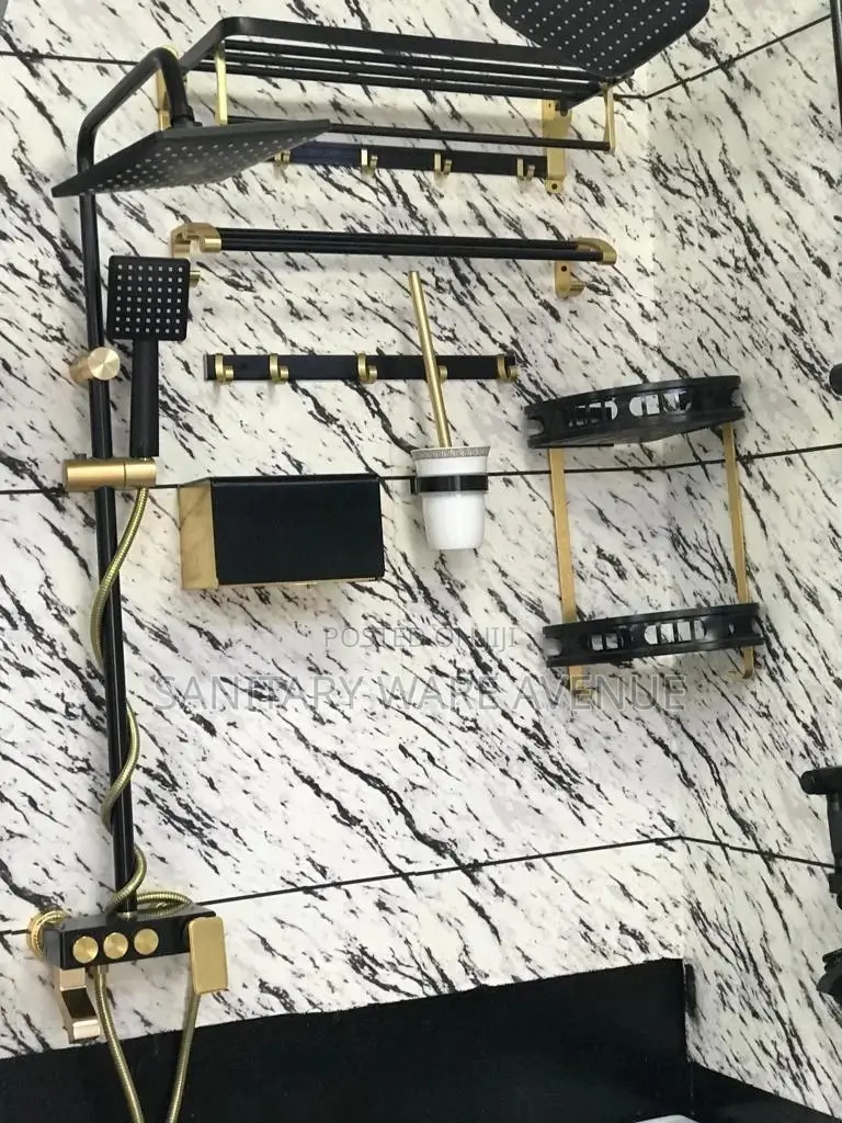 Black and Gold Shower Set - Bathroom Shower and Accessories