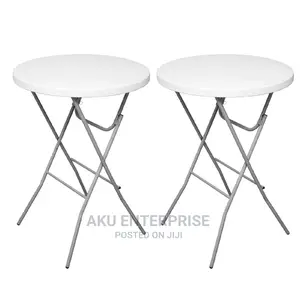 Round Foldable Cocktail Table White