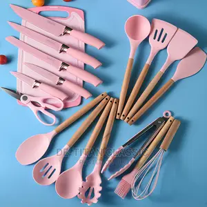 19pcs Silicone Kitchen Spoon and Knife With Chopping Board
