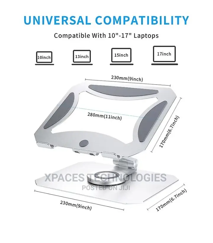 Adjustable Laptop Stand With 360 Rotating Base Metal