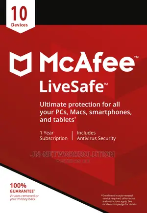 McAfee Livesafe 10 Devices 1 Year Windows/Mac/Android/Ios