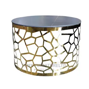 CENTER TABLE (Round Stainless Steel Design)STONE TOP