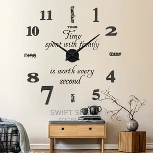 3d Wall Clock 120 Cm. (Time Spent With Family Design)