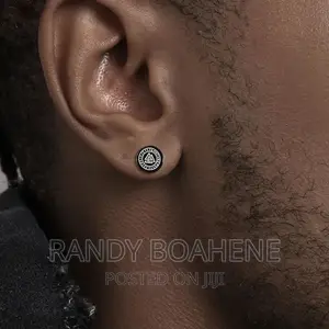 Men Viking Black Stud Earrings