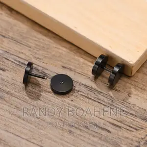 Men Viking Black Stud Earrings