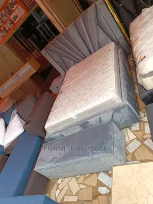 Sweet Gray Double Bed With Mattress Aotoman and Lock 