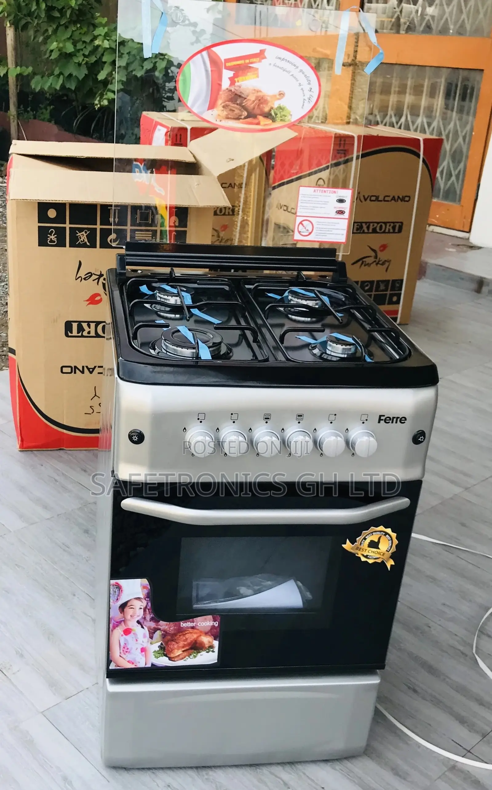 Neatly Sealed 4 Gas Cooker Oven With Grill 50x55 Ferre